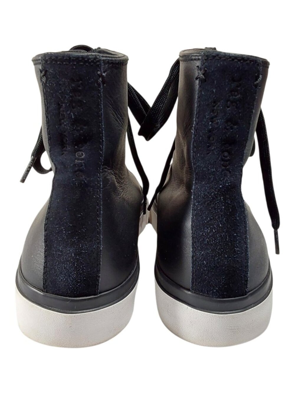 rag & bone RB Army Black Leather High Top Sneakers Women's Luxury/Edgy - 41 (10) - Picture 4 of 12